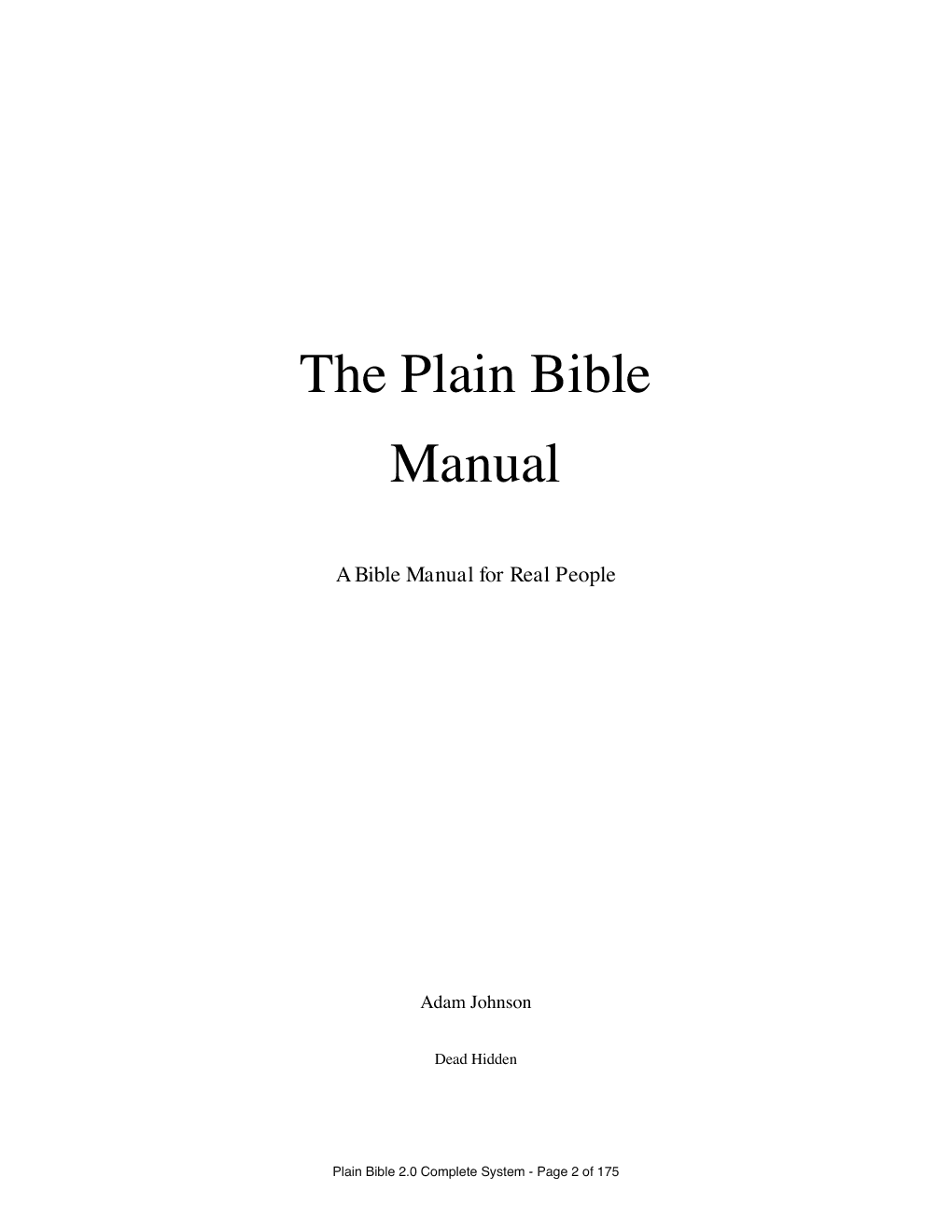 Plain Bible 2.0 Complete System title page